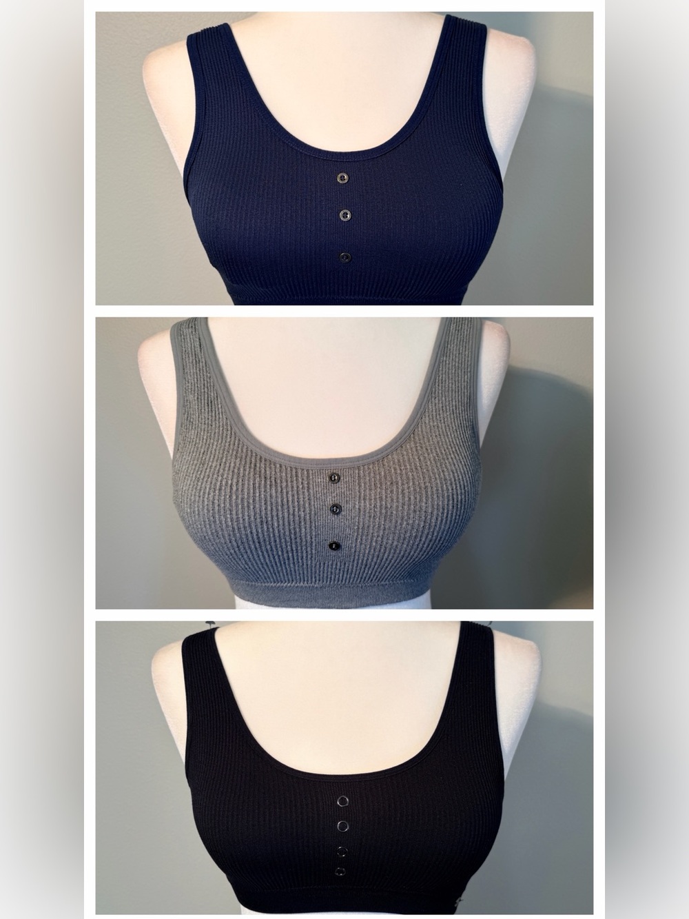 Lucky Brand Seamless Ribbed Bralette Lot of 3 Size Medium M